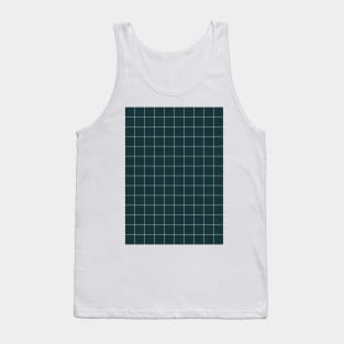 Small Grid Pattern - Green Tinted Navy Blue Tank Top